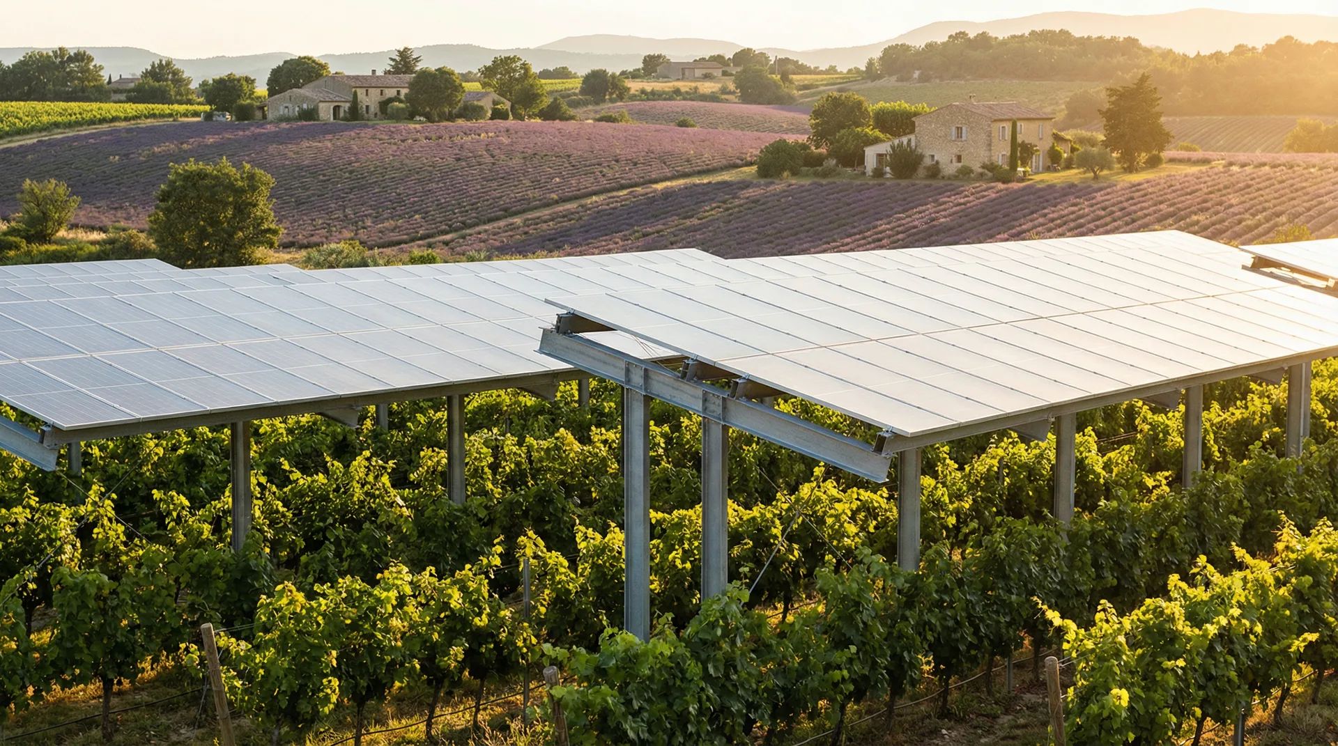 Installation agrivoltaïque sur vignoble en Provence - 2.6 MWc par SOLANEA