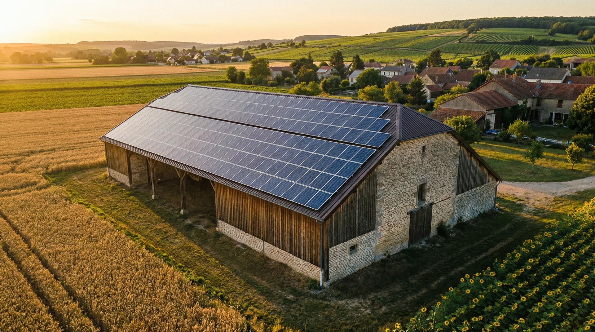 Hangar agrivoltaïque à Aix-en-Provence - 1.8 MWc installés par SOLANEA pour exploitation viticole